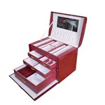 Ficha técnica e caractérísticas do produto Maleta Luxo Estojo Caixa Porta Jóias Bijuterias Relógio - Unyhome B190 Vermelho