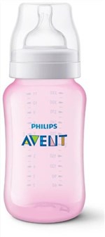 Ficha técnica e caractérísticas do produto Mamadeira Philips Avent Classic 330ml Anticólica Rosa