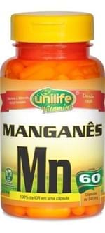Ficha técnica e caractérísticas do produto Manganês Quelato 60 Cápsulas 500Mg Unilife Vitamins (Natural)