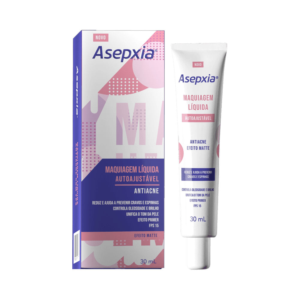 Maquiagem Líquida Antiacne Asepxia Auto-Ajustável 30ml