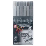 Ficha técnica e caractérísticas do produto Marcador Artistico Koi Coloring Brush Pen C/6 Tons de Cinza