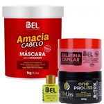 Máscara Amacia Cabelo 1 Kg+ Btox One Proliss 300g+ Gelatina Capilar 250g+ Óleo - Bel Professional