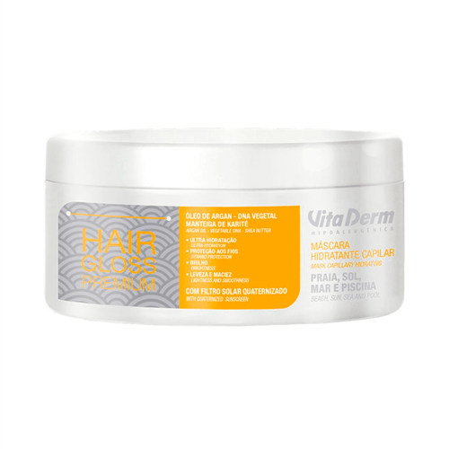 Ficha técnica e caractérísticas do produto Máscara Capilar Hidratante Vita Derm Hair Gloss Premium 300g
