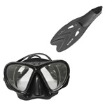 Ficha técnica e caractérísticas do produto Máscara de Mergulho Black Nautika + Par de Nadadeiras Spartan Preta Tamanho G