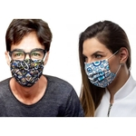 Máscara de Proteção Facial Rosto Tecido Algodão Pano Duplo Lavável