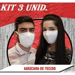 Máscara De Proteção Reutilizável em Tecido duplo 100% algodão anatômica Kit 5 unid.