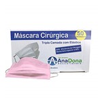 Ficha técnica e caractérísticas do produto Máscara Descartável Tripla com Elástico Rosa 50un Ana Dona
