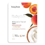 Máscara Facial de Tecido Pêssego e Creme Skin 2 em 1 - Ruby Rose - Ruby Skin
