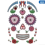 Ficha técnica e caractérísticas do produto Máscara Facial Halloween tatuagem temporária Transferência México Sugar Skull Tattoo