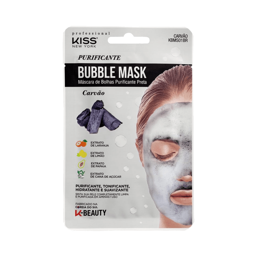 Ficha técnica e caractérísticas do produto Máscara Facial Kiss New York Bubble Mask Purificante Carvão