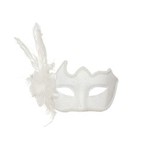 Ficha técnica e caractérísticas do produto Máscara Flor Branca Acessório Carnaval Fantasia - Branco