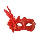 Ficha técnica e caractérísticas do produto Máscara Flor Vermelha Acessório Carnaval Fantasia - Vermelho