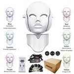 Ficha técnica e caractérísticas do produto Mascara Led Facial e Pescoço 7 Cores Estetica Fototerapia Microcorrente Bivolt