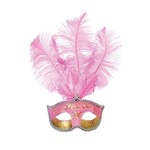 Ficha técnica e caractérísticas do produto Máscara Luxo Rosa Acessório Carnaval Fantasia - Cromus