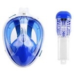 Mascara Mergulhador Anti Embacamento Snorkel Suporte Camera Tam GG - Azul - GG
