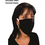Ficha técnica e caractérísticas do produto Máscara Preta Proteção unissex Tecido com Forro Algodão Lavável 01 unidade