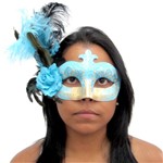 Ficha técnica e caractérísticas do produto Máscara Veneziana Flor - Azul com Verde