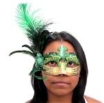 Ficha técnica e caractérísticas do produto Máscara Veneziana Flor Verde com Dourado