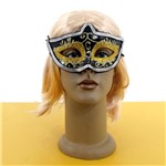 Ficha técnica e caractérísticas do produto Máscara Veneziana Preta com Glitter Dourado - Carnaval