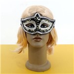 Ficha técnica e caractérísticas do produto Máscara Veneziana Preta com Glitter Prata - Carnaval