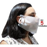 Ficha técnica e caractérísticas do produto Máscaras De Proteção Tubarão Lavável Ajustável 5 Unidades Branca Facial Reutilizável Tnt Resistente Cuidado Higiene