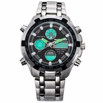 Ficha técnica e caractérísticas do produto Men Luminous aço inoxidável Watchband diárias à prova d'água relógios desportivos Men's Wristwatch