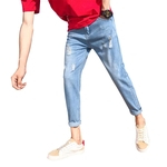 Ficha técnica e caractérísticas do produto Men Slim Fit estiramento considerável rasgadas Calças ocasional novo Jeans