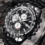 Ficha técnica e caractérísticas do produto Men's Fashion Military Stainless Steel Analog Date Sport Quartz Wrist Watch