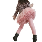 Ficha técnica e caractérísticas do produto Miúdo da menina Culottes 2-in-1 Calças Saia encantadores Gradiente vestido de gaze Leggings para 3-8 anos Leggings