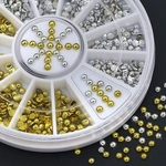 Ficha técnica e caractérísticas do produto 2mm Acrílico Pregos De Prata Dourados Nail Art Stickers DIY Dicas De Manicure Rhinestone Decor Wheel