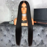 Fashion Heat Resistant Middle Part Black Color Long Silky Straight Synthetic Lace Front Wigs with Baby Hair Natural Hairline Wigs For Women