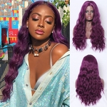 Ficha técnica e caractérísticas do produto Moda feminina peruca roxa Synthetic Cabelo Comprido Perucas Onda peruca