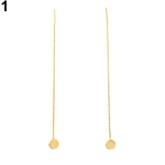 Ficha técnica e caractérísticas do produto Moda Feminina Simples Bar Circle Pendant Dangle Chain Linear Earrings Jóias