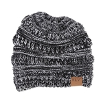 Ficha técnica e caractérísticas do produto Moda Feminina Soft Knitted Bun Ponytail Hat Crochet Warm Sports Beanie Cap