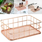 Ficha técnica e caractérísticas do produto Moda Moderna Durável Rose Gold Wire Mesh Basket Basket Container Casa de banho Decoração do quarto