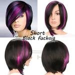 Ficha técnica e caractérísticas do produto Moda peruca curta de corte de cabelo encaracolado Gradiente de cor Curto Cabelo Humano PP Synthetic