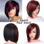 Ficha técnica e caractérísticas do produto Fashion Wig Short Haircut Curly Color Gradient Short Human Hair Synthetic RD