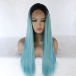 Ficha técnica e caractérísticas do produto Fashion straight long women's synthetic wigs T1B/blue hair wigs hairpieces straight ombre color synthetic wig