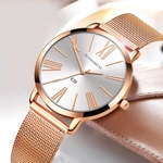 Ficha técnica e caractérísticas do produto Fashion Rose Gold Mesh Band Wrist Watch Casual Women Quartz Watches Gift