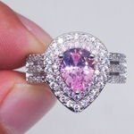 Ficha técnica e caractérísticas do produto Moda Waterdrop Forma Rhinestone Finger Ring Mulheres Engagement Jewelry Bridal