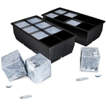 Ficha técnica e caractérísticas do produto Molde de molde gigante da bandeja do quadrado do cubo de gelo do silicone do cubo grande do preto 8 grandes