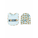 Moschino Kids Conjunto de Babador e Gorro Teddy Bear com Logo - Azul