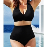 Ficha técnica e caractérísticas do produto High quality Mulheres Sexy Halter Top Bikini Set Bandage Big Size cintura alta Swimsuit Além disso maiô menina Swimwear