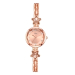Ficha técnica e caractérísticas do produto Mulher elegante chique estrela de cinco pontas forma design liga pulseira de relógio de quartzo