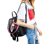 Ficha técnica e caractérísticas do produto Woman Soft PU Leather Dual Strips Single Shoulder Bag Fashion Backpack