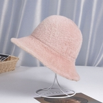 Ficha técnica e caractérísticas do produto Mulher de cor pura moda chapéu de pelúcia inverno outono chapéu quente todo o jogo chapéu de balde Redbey
