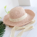 Ficha técnica e caractérísticas do produto Mulheres Bandage Lace Straw Ultraviolet à prova de protetor solar Sun Hat Gostar