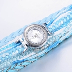 Ficha técnica e caractérísticas do produto Women Fine Leather Band Winding Analog Quartz Movement Wrist Watch