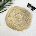 Ficha técnica e caractérísticas do produto Mulheres dobrável Casual Artesanal Crochet Aba larga Praia Protetor Sun solar, chapéu