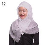 Ficha técnica e caractérísticas do produto Mulheres Cor Sólida Muçulmano Islâmico Lenço Na Cabeça Hijab De Seda Cobrindo Lenço Xale